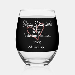 Verre À Vin Sans Pied Joyeuse Saint-Valentin cœur rouge paillettes nom n