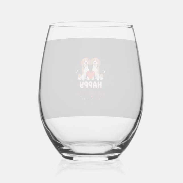 Verre À Vin Sans Pied Joyeuse Saint-Valentin Couple Beagle (Recto)