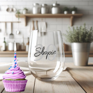 Verre À Vin Sans Pied Joyeux Anniversaire Gris Et Noir Personnalisé