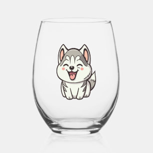 Verre À Vin Sans Pied Joyeux chien roux sibérien