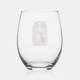 Verre À Vin Sans Pied Joyeux Halloween Chat Noir Fantômes Citrouilles_1