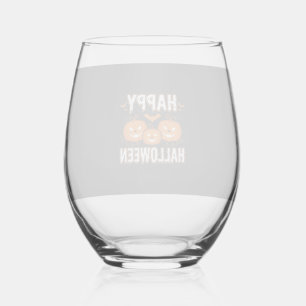 Verre À Vin Sans Pied Joyeux Halloween Citrouille Chauve-Souris Vecteur
