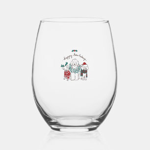 Verre À Vin Sans Pied Joyeux Howlidays Funny Chien cadeau de Noël