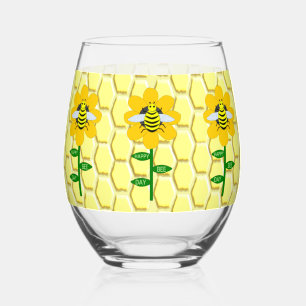 Verre À Vin Sans Pied Joyeux Jour des abeilles Anniversaire Bumblebee