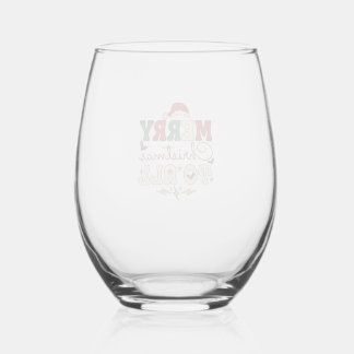 Verre À Vin Sans Pied Joyeux Noël à tous Chapeau de Père Noël Éclairs Ét