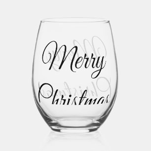 Verre À Vin Sans Pied Joyeux Noël ajoutez nom texte personnalisé cadeau 