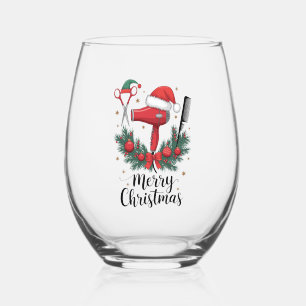 Verre À Vin Sans Pied Joyeux Noël Coiffeur Coiffeuse Noël Cheveux