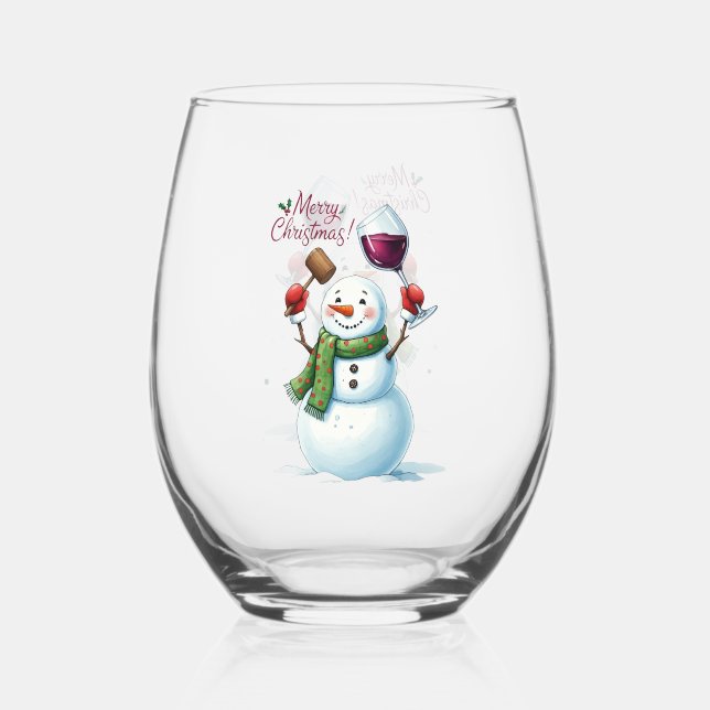 Verre À Vin Sans Pied Joyeux Noël sans tache (Recto)