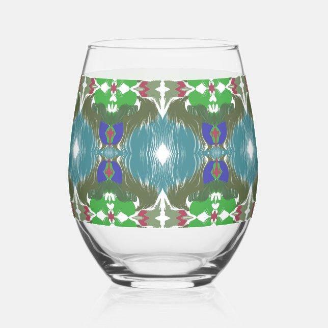 Verre À Vin Sans Pied Kaléidoscope de la marée émeraude (Recto)