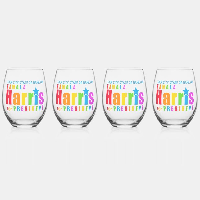 Verre À Vin Sans Pied Kamala Harris Pride 2024 Chic Personnalisé Party (Recto)