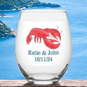 Verre À Vin Sans Pied Keepsaké Preppy Homard Mariage Faveur