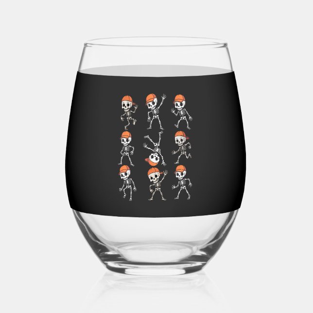 Verre À Vin Sans Pied Kids Dancing Skeleton Halloween (Recto)