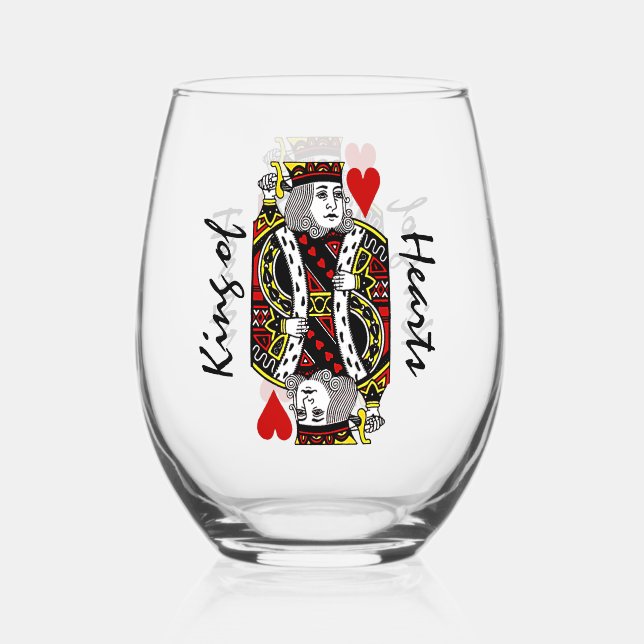 Verre À Vin Sans Pied King of Hearts Design Verre sans pierre (Recto)