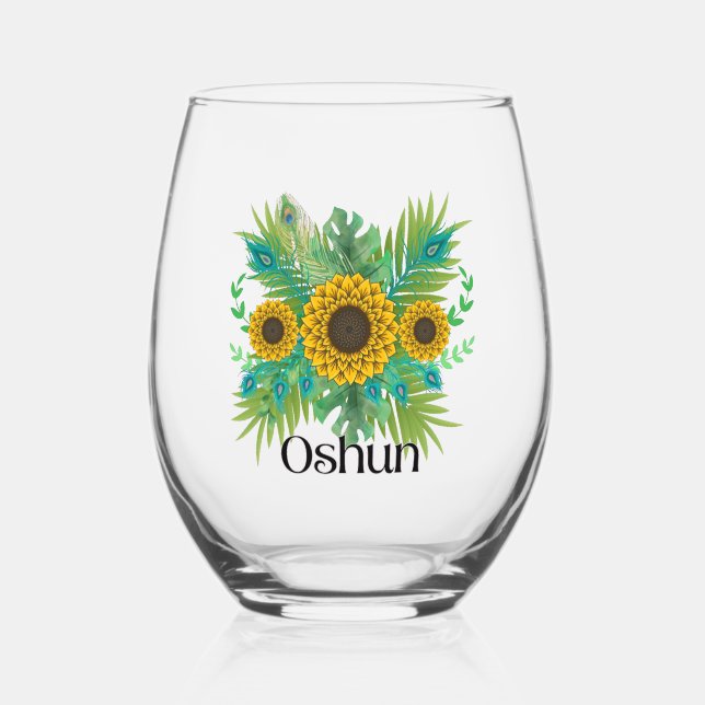 Verre À Vin Sans Pied La déesse d'Oshun Tournesols (Recto)