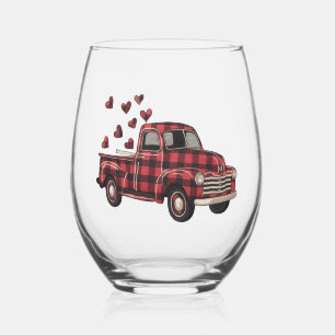 Verre À Vin Sans Pied La Saint-Valentin Camion Drôle Buffalo Plaid Léopa