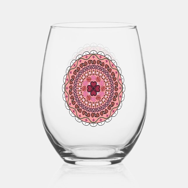 Verre À Vin Sans Pied La Saint-Valentin dentelle (Recto)