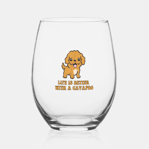 Verre À Vin Sans Pied La Vie Est Meilleure Avec Le Cavapou - Amoureux Du