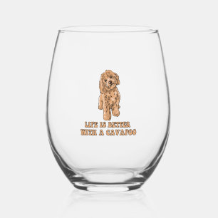 Verre À Vin Sans Pied La Vie Est Meilleure Avec Un Cavapou - Drôle Amate