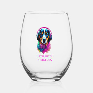 Verre À Vin Sans Pied La vie est meilleure avec un chien