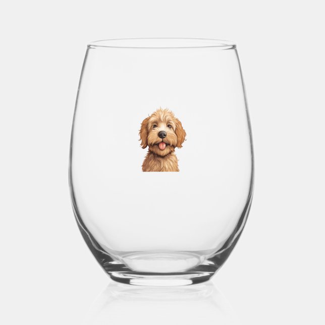 Verre À Vin Sans Pied Labradoodle australien (Recto)