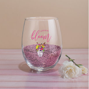 Verre À Vin Sans Pied L'amour dans la floraison Mariage
