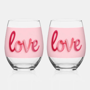 Verre À Vin Sans Pied L'amour en rose