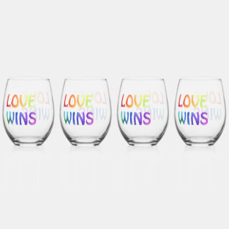 Verre À Vin Sans Pied L'amour gagne Rainbow