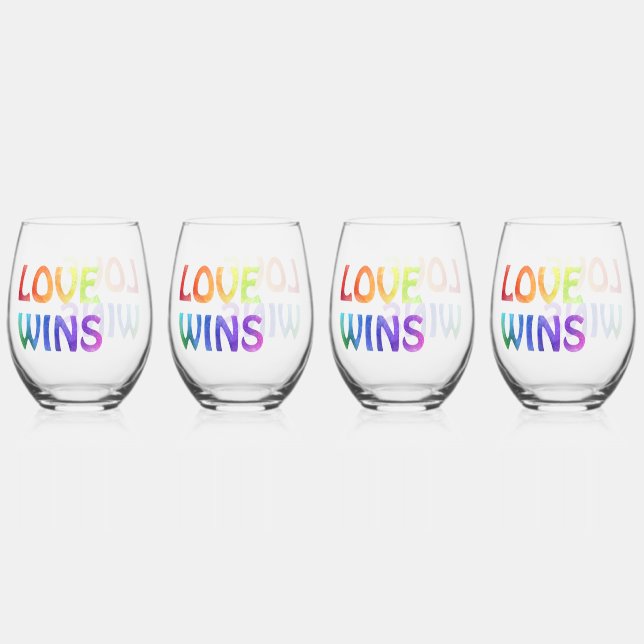 Verre À Vin Sans Pied L'amour gagne Rainbow (Recto)
