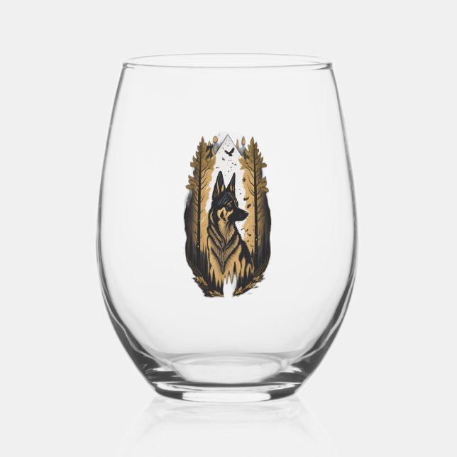 Verre À Vin Sans Pied Le Berger Allemand 009  (Recto)