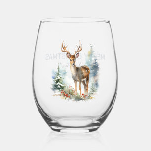 Verre À Vin Sans Pied Le Cerf vintage Dans Les Bois