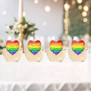 Verre À Vin Sans Pied Le cœur arc-en-ciel de SlipperyJoe griffonné tourb