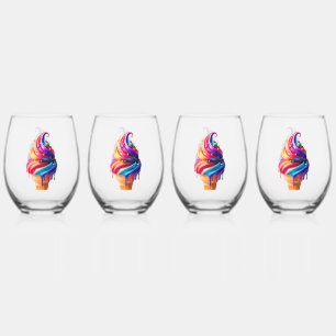 Verre À Vin Sans Pied Le cône de glace classique vibrant de SlipperyJoe'