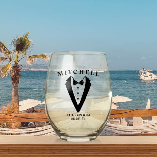 Verre À Vin Sans Pied Le mariage Tuxedo A Personnalisé Le Groom