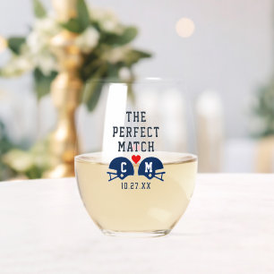 Verre À Vin Sans Pied Le Monogramme Parfait Mariage de football