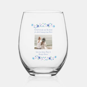Verre À Vin Sans Pied Les bons amis sont comme des étoiles Photo personn