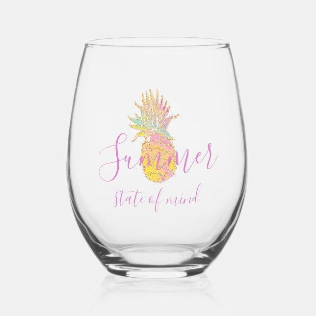 Verre À Vin Sans Pied L'état d'esprit estival - Ananas Tropical (Recto)