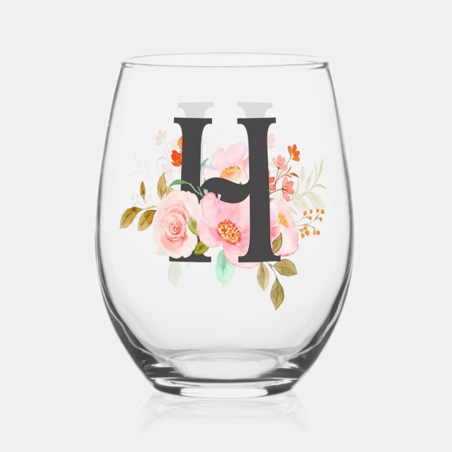Verre À Vin Sans Pied Lettre H (Recto)