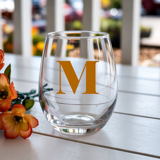 Verre À Vin Sans Pied Lettre initiale de monogramme moderne Ginger (Créateur téléchargé)