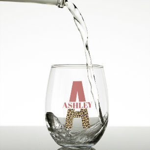 Verre À Vin Sans Pied Lettre Monogramme personnalisée Un Empreinte de lé