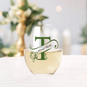 Verre À Vin Sans Pied LETTRE MONOGRAPHIQUE Florale T Ajouter Nom Changer