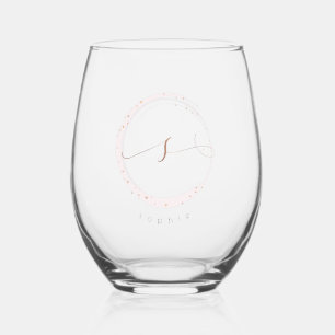 Verre À Vin Sans Pied LETTRE MONOGRAPHIQUE rose D'OR