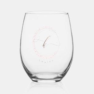 Verre À Vin Sans Pied LETTRE MONOGRAPHIQUE rose D'OR Script