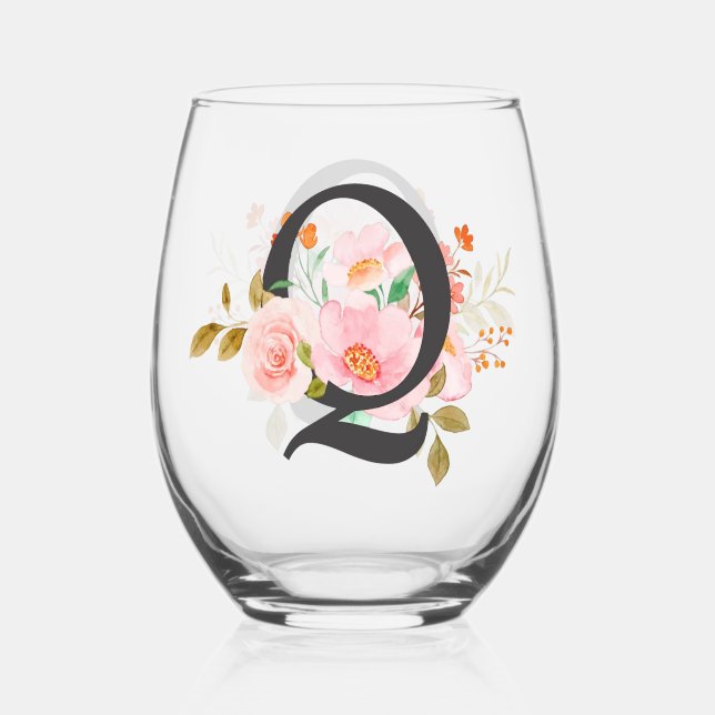 Verre À Vin Sans Pied Lettre Q (Recto)
