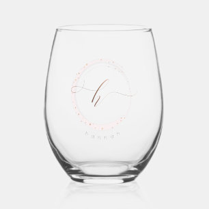 Verre À Vin Sans Pied LETTRE rose DE JEUX D'OR MONogramme H