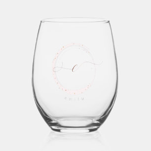 Verre À Vin Sans Pied LETTRE rose DE JEUX D'OR MONOGRAPHIQUE E