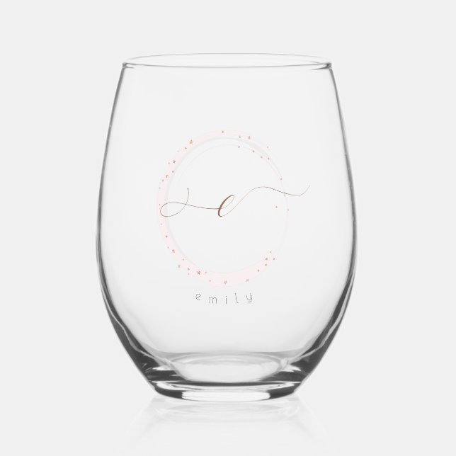 Verre À Vin Sans Pied LETTRE rose DE JEUX D'OR MONOGRAPHIQUE E (Recto)