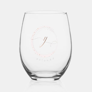 Verre À Vin Sans Pied LETTRE rose DE JEUX D'OR MONOGRAPHIQUE Y