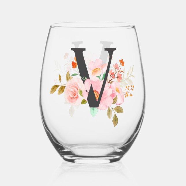 Verre À Vin Sans Pied Lettre V (Recto)