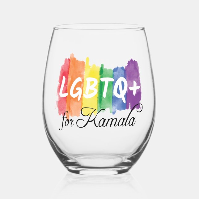 Verre À Vin Sans Pied LGBTQ pour Kamala Gay pride arc-en-ciel (Recto)