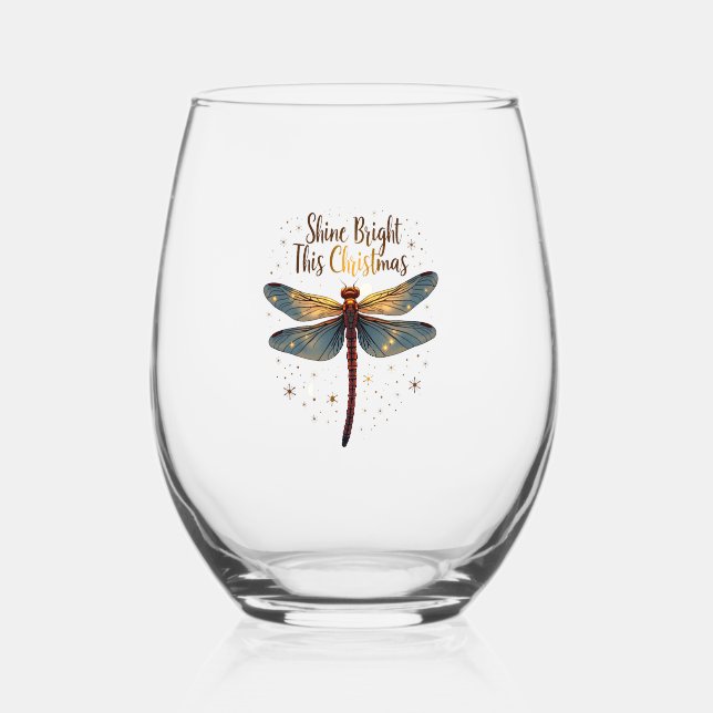 Verre À Vin Sans Pied Libellule étoile de Noël (Recto)